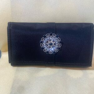 NWOT-Travel Jewelry Case-Polyester w/Rhinestones front, closes w/snap